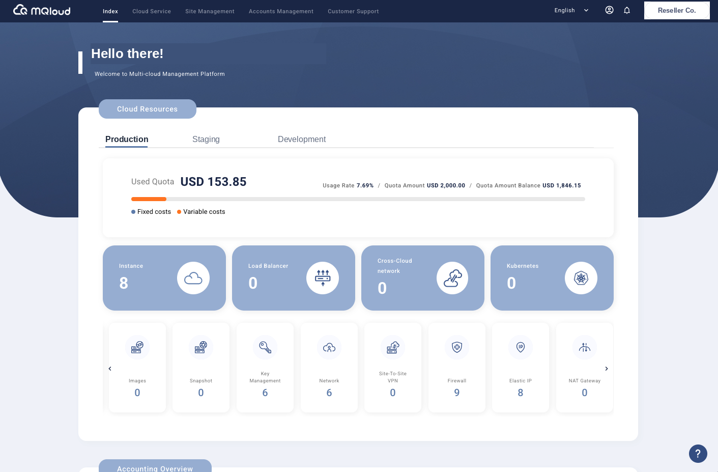 Customer console screenshot